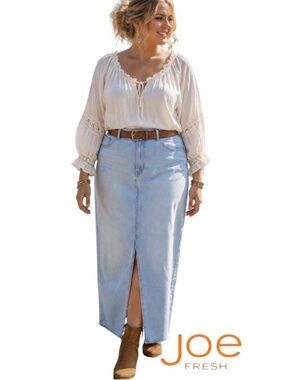 22W Joe Fresh Light Wash Denim Maxi Skirt NWT